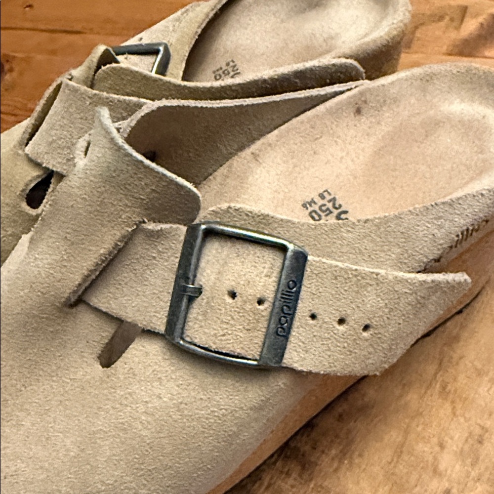 Tan wedge Suede Fanny Clogs with Buckle by papillo size 39 - Picture 8 of 9